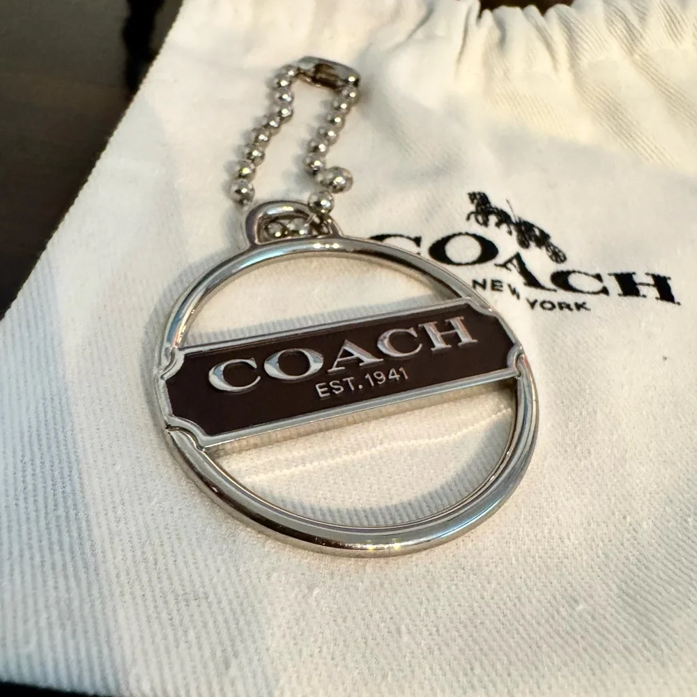Coach Vintage Poppy Round Enamel Logo Bag Charm with Dust Bag